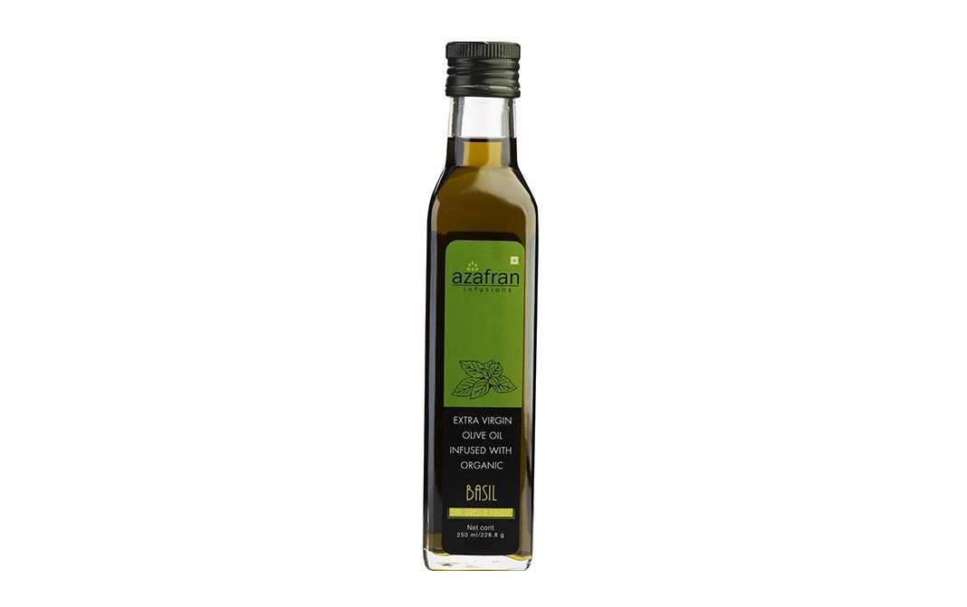 Azafran Extra Virgin Olive Oil Infused with Organic Basil   Plastic Bottle  250 millilitre
